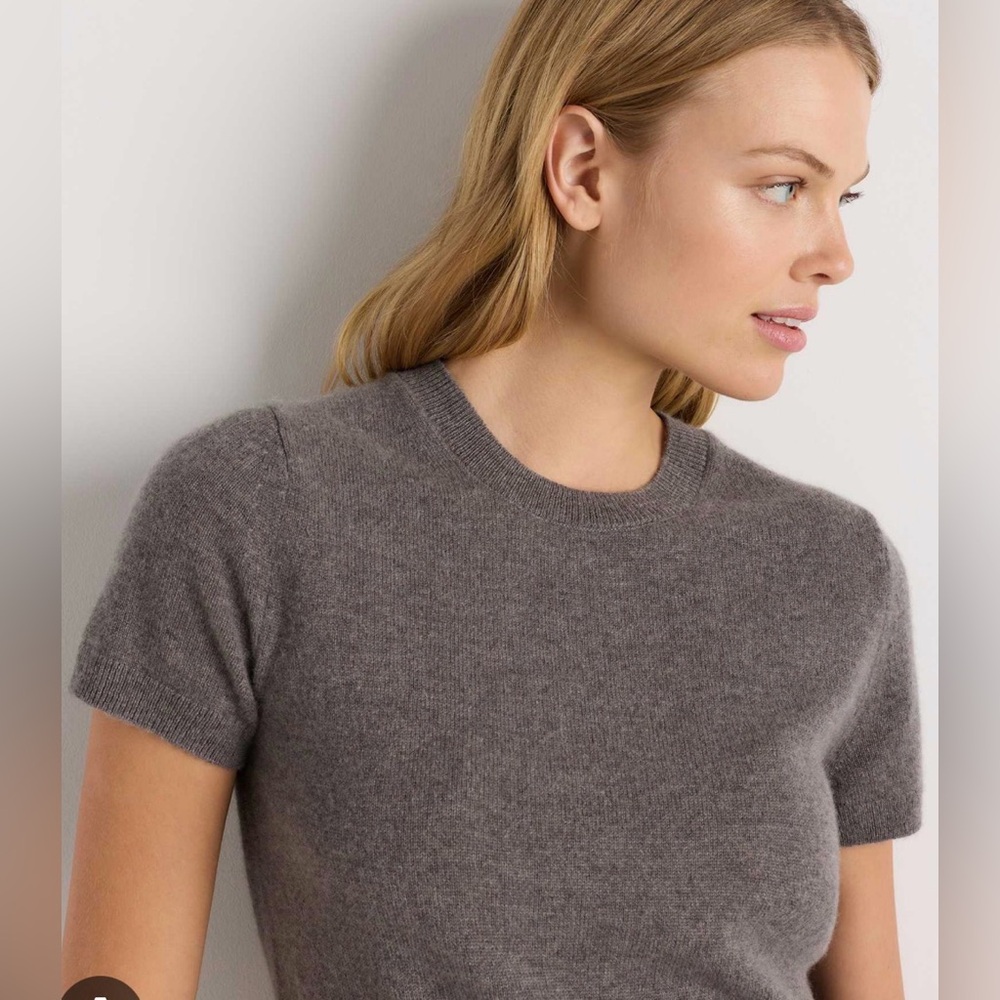 NWT Quince 100% cashmere tee sweater knit in elk brown size XS Carolyn besette - Picture 2 of 7
